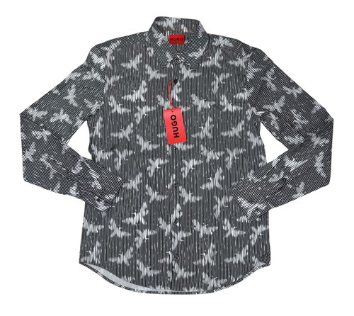 Camicia uomo Hugo Boss Ermo slim fit etichetta rossa manica lunga bottoni nuova con etichetta - Foto 3 di 4