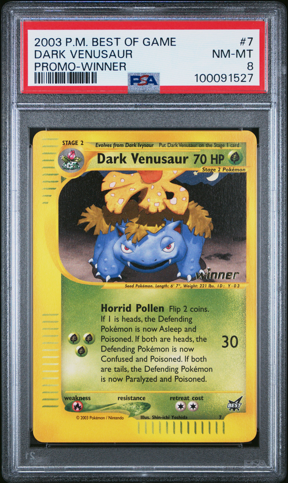 2003 POKEMON BEST OF GAME PROMO WINNER #7 DARK VENUSAUR PSA 8 - Main Image