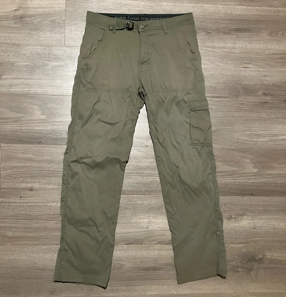 Pantalones Prana Zion Para Hombre Talla 32x32 Verde Cinturón Senderismo Aire Libre Ligeros Foto 2 de 4
