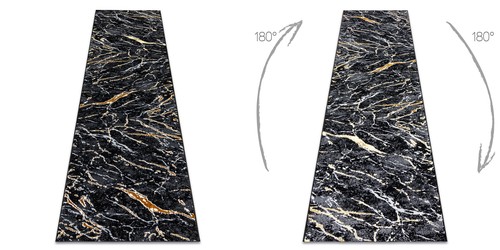 Alfombra Corredor Moderna Elegante Estructural ALLURE Marco Mármol Glamour Negro/Dorado - Imagen 3 de 10