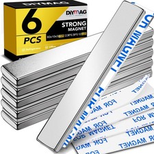 6 Pack Strong Neodymium Bar Magnets with Double-Sided Adhesive