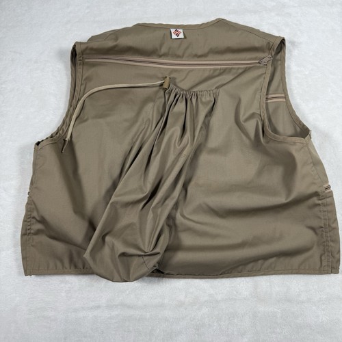 Vintage Columbia Fliegenfischen Ausrüstung Weste groß hellbraun khaki Taschen Reißverschlüsse - Bild 4 von 6