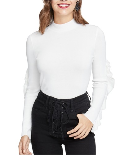 Rachel Roy Womens Ruffle-Sleeve Knit Sweater, white, L 897100073792