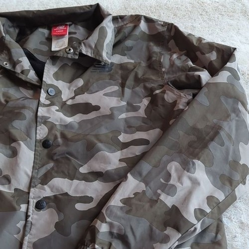 New Balance Mens Green Camouflage Lightweight Button Windbreaker Jacket Size L - Picture 3 of 8