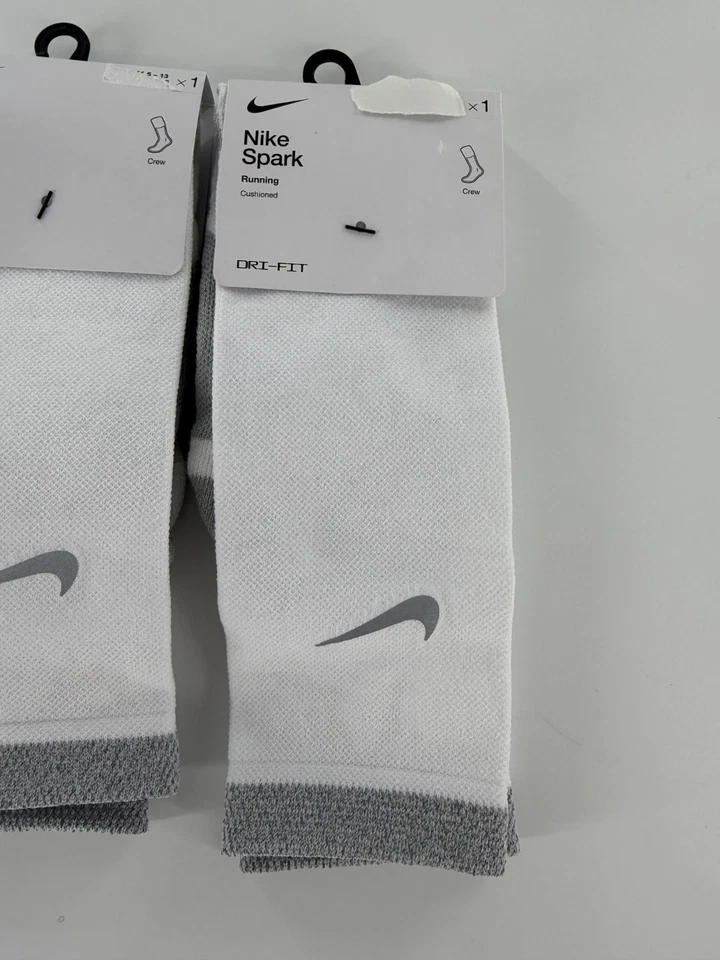 2 Nike Spark Running Cushioned Crew Socks White Men 10-11.5 W 11.5-13 CU7200-100 - Image 2 of 4