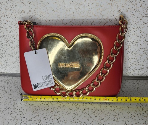 Love Moschino Red Heart Shoulder Crossbody Zipper Purse Red Gold New NWT - Picture 8 of 10
