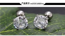 18K White Gold Filled 7mm x7mm Four-Claws Round Zircon Ball Post Stud Earrings