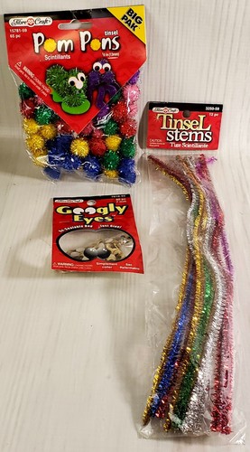 Lotto Artigianato Bambini - Pom Poms - Googly Eyes - Steli Tinsel - Foto 1 di 8