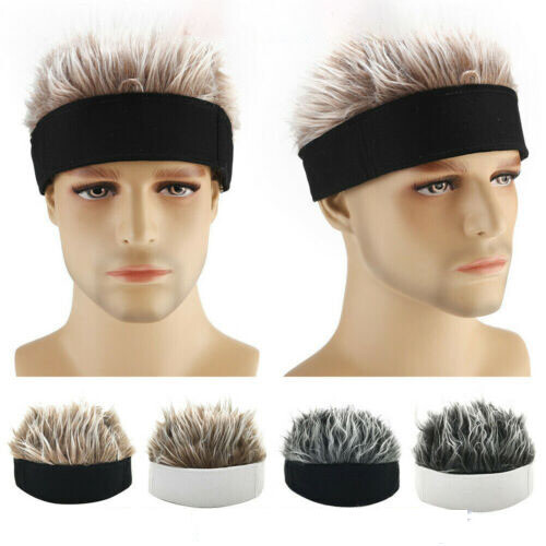 Retro Unisex Herren Frauen Beanie Mütze Kunsthaar lustig kurze Perücke Kappe grau Kaffee - Bild 4 von 14