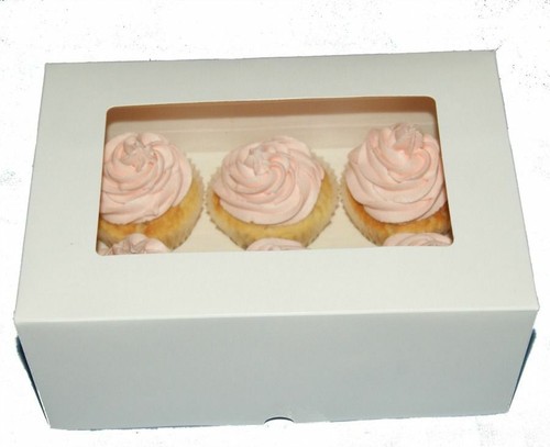 Windowed White Cupcake Box 2, 4, 6 & 12 Hold With Removable Trays (3" inch Deep) - Picture 3 of 10