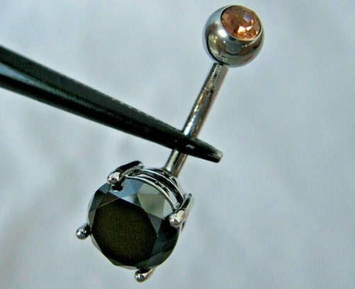 2.75ctw 100% REAL BLACK DIAMOND BELLY RING DOUBLE, APPRAISAL,FREE TESTER, PEACH - Picture 9 of 12