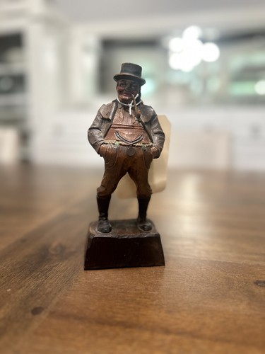 Figura de madera tallada vintage ANRI HOMBRE con botas, pipa, pátina colorida, 7,25" - Imagen 1 de 12