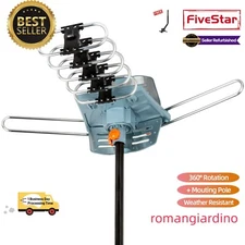 Exclusive Deal 200 Mile Outdoor HDTV Antenna Motorized 4K 360 Rotation