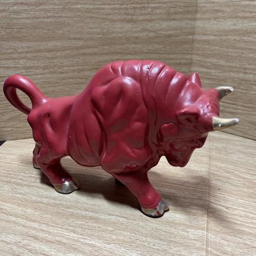 VTG ceramic red bull bar decor Rodeo fight READ Flaw - Picture 5 of 9