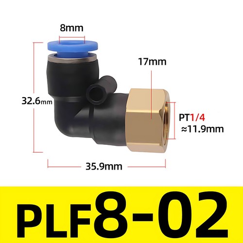 Pipe 4 6 8 10 12mm Female Elbow Stud Pneumatic Push-In Fitting Air Water - Picture 9 of 19
