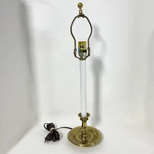 Vintage Stiffel Brass Table Lamp Candlestick with Harp and Finial 23 inch