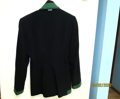 VINTAGE RENLYN NEW YORK WOMEN'S BLUE & GREEN WOOL BLAZER TOP WITH SCARF SIZE 4 - Picture 2 of 3