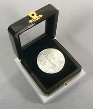 Dark Brown Wood Coin Box with Black Velvet Interior BOX ONLY 