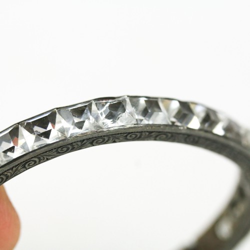 Vintage Art Deco Sterling Silver Channel Set Crystal Bracelet - Picture 5 of 8