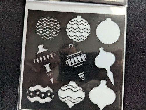 New Hero Arts "HOLIDAY ORNAMENTS STENCIL PAIRS" Stencil "6x6" - Picture 2 of 4