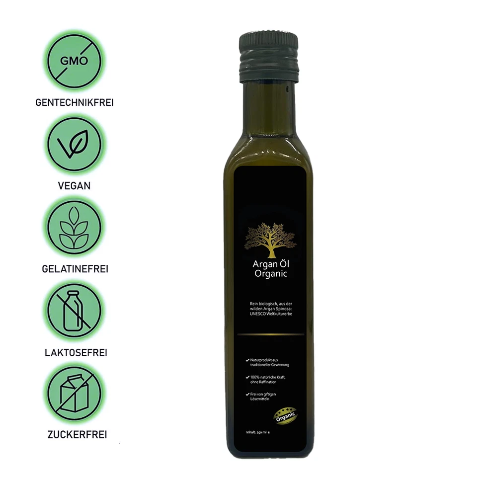 100% Reines Arganöl,  Für Haut, Haar & Pflege  Küche, Natur pur, 250 ml, Premium - Bild 3 von 4