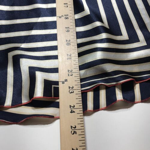 Nine & Company Skirt Womens Size 8 Navy Tan Cream Geometric w/ Red Lettuce Hem - Picture 10 of 11