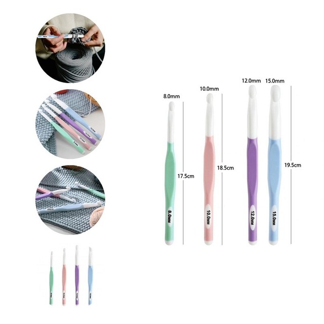 4Pcs Crochet Hook Comfortable Grip Sewing Tools Household Hand Knitting Needles 4Pcs Crochet Hook Comfortable Grip Sewing Tools Household Hand Knitting Needles