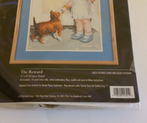 Bucilla Counted Cross Stitch Kit 41341 The Reward Child and Puppy 11 x 14 New - Picture 3 of 4