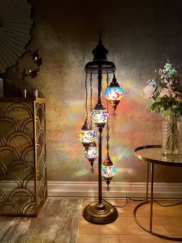 5 Glass Handmade Turkish Moroccan Moasic Light Floor Lamp UK Certified - Picture 28 of 36