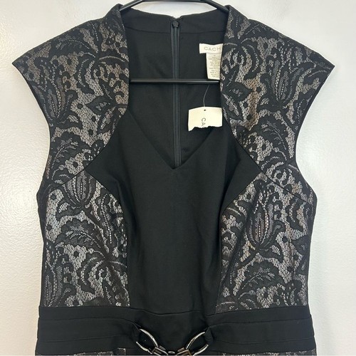 Neu mit Etikett Cache schwarz/silber Spitze Flügelärmel Etui Cocktailkleid Größe 10 - Bild 10 von 10