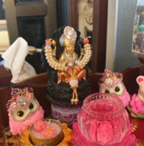 Amuleto tailandés mini adoración de búho a la diosa hindú Lakshmi adorno para el hogar hecho a mano - Imagen 10 de 11