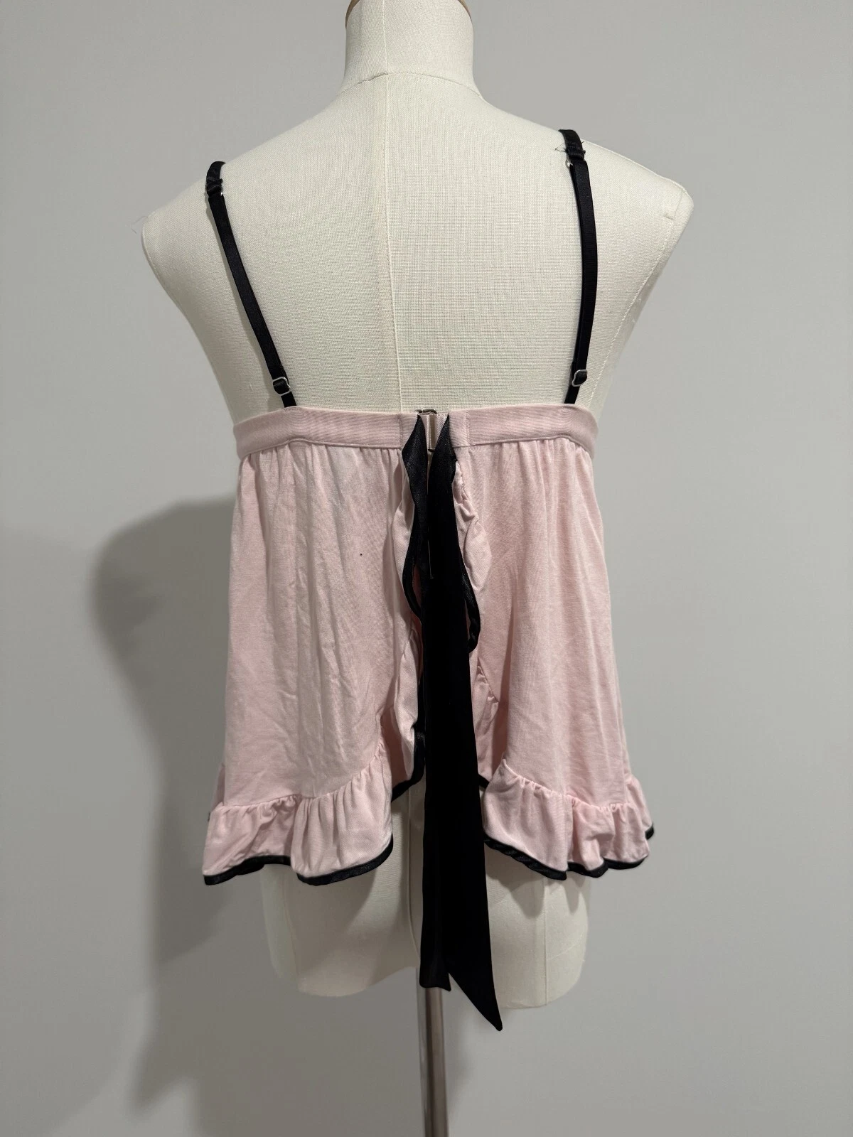 UNDERCOVER Victoria's Secret Vestito Slip Rosa Nero Sexy Babydoll Tg S P