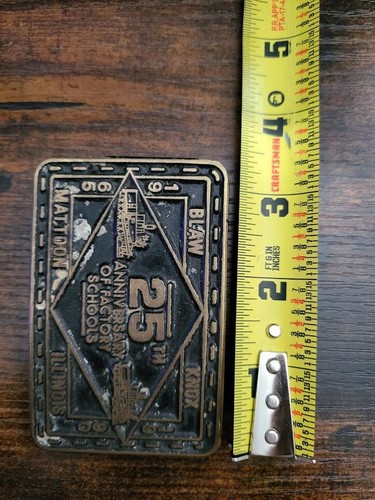 Blaw Knox 25th Anniversary Factory Schools Mattoon 1990 Solid Brass Buckle Paver - Picture 3 of 3