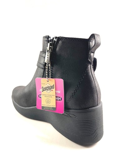 Skechers 167915 Black Water Resistant Mid Wedge Ankle Bootie - Picture 6 of 8