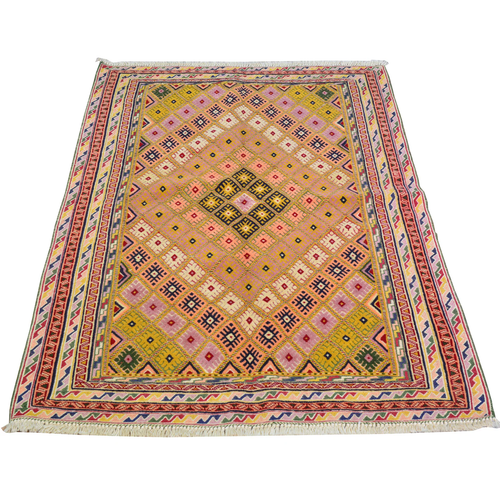 Alfombra afgana tribal oriental fina anudada a mano y Soumak (talla 2,10 x 4,3) Cwral- - Imagen 2 de 10