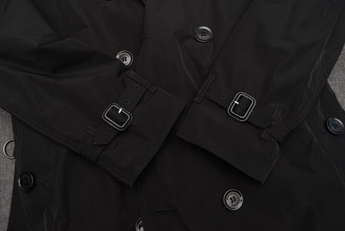 Authentic Men's Burberry Brit Black Nylon Belted Trench Coat Jacket Size L - Picture 13 of 13