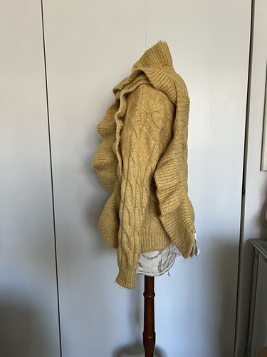 New Zara Girls Yellow Chunky Knit Cardigan Sweater with Matching Scarf SZ 13-14 - Picture 6 of 9