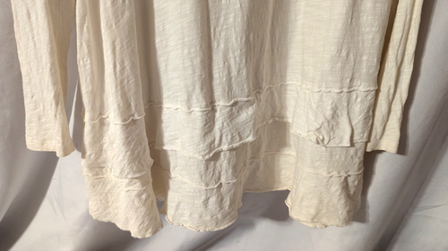 Top túnica con volantes de algodón crema Soft Surroundings talla 1X suave más manga larga - Imagen 3 de 9