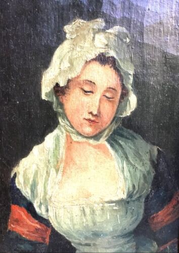 Antique 18th C French School Oil Painting Canvas Young Woman Framed Artwork - 第 2/3 張圖片