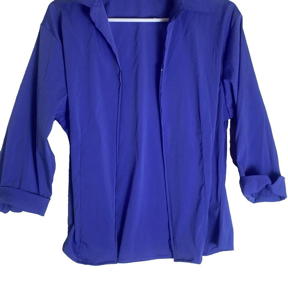 Northcrest Mujer Grande Púrpura Cremallera Completa Cuello Manga 3/4 Doblada Foto 4 de 4