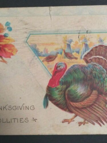 Thanksgiving Jollities Turkey c1920 Series 776D Stecher Litho Co Postcard - Picture 2 of 4