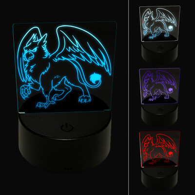 Gryphon Griffin Mythical Creature 3D Illusion LED Night Light Sign Lamp
