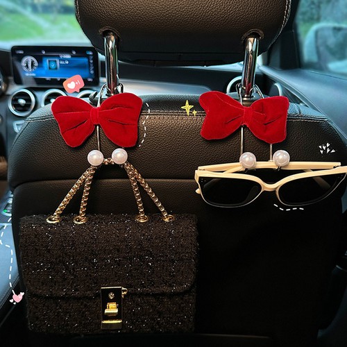 2x New Bowknot Car Seat Back Hooks Vehicle Headrest Organizer Storage Hanger - Picture 11 of 14