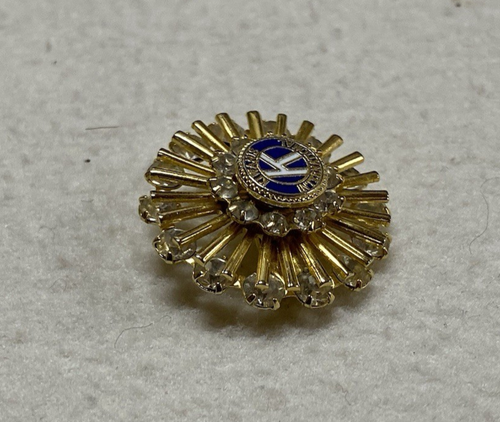 Vintage Kiwanis International Pin On Brooch With Blue Enamel And Rhinestones - Picture 7 of 8