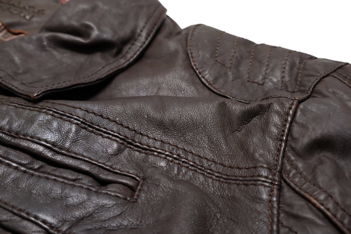 Freaky Nation Giacca Uomo 2XL In Vera Pelle Foderata Collo Polo Marrone Casual - Foto 7 di 16