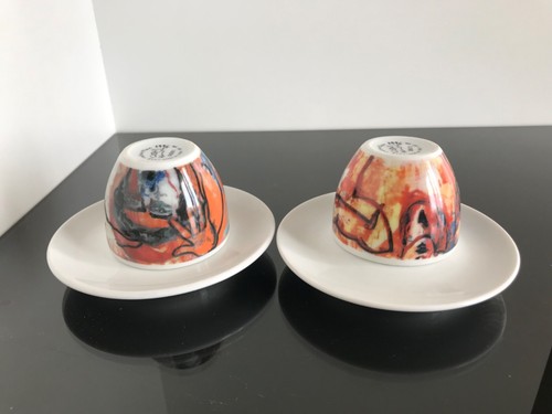 ILLY ART COLLECTION ESPRESSO CUPS & SAUCERS 1996 “BASKET PLAY GROUND” KERVISCHER - Picture 4 of 9