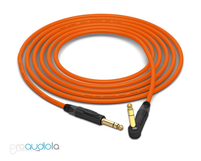 Mogami 2534 Quad Cable Neutrik Gold 1/4" TRS to 90º TRS Orange 2 Feet 2 ft. ZV9502 Mogami 2534 Quad Cable Neutrik Gold 1/4" TRS to 90º TRS Orange 2 Feet 2 ft. ZV9502