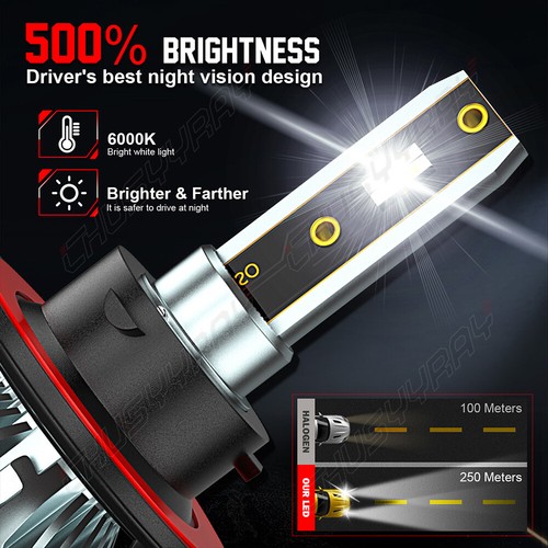 H13 9008 LED Headlight Kit High Low Beam Bulbs For 2004-2014 Ford F150 6000K - Picture 11 of 11