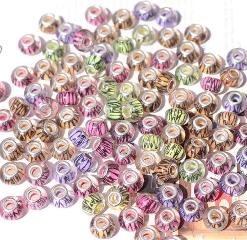 Neu 100 Stck. Farbe Acryl Großes Loch Harz Perlen Schmuck Herstellung Zubehör - Bild 62 von 65