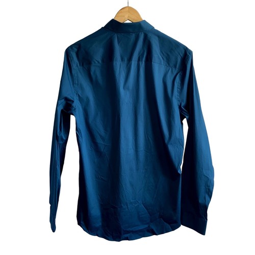 Camisa Para Hombre Calibrada Calce Ajustado Elastizada Con Botones Color Verde Azulado Talla Mediana Nueva Con Etiquetas - Imagen 4 de 7